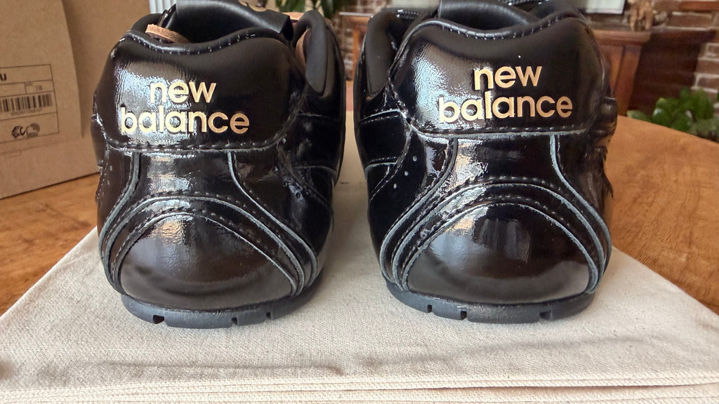 Miu Miu &New Balance Black Patent Genuine Leather Unisex Sneakers Size 38,40