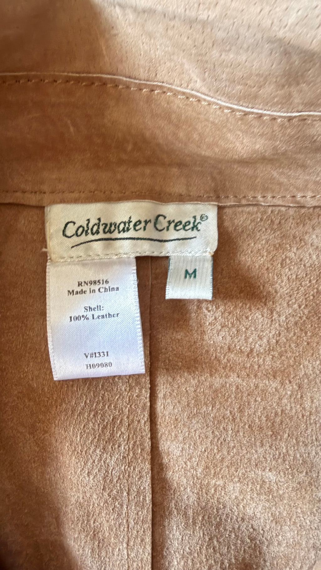 Coldwater Creek Leather Vest Size M Tan Western Boho Embroidered