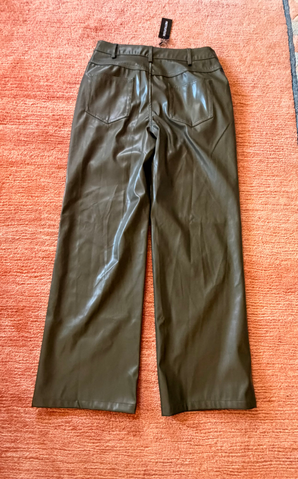 PrettyLittleThing Petite Faux Leather
Wide Leg Pants US 4