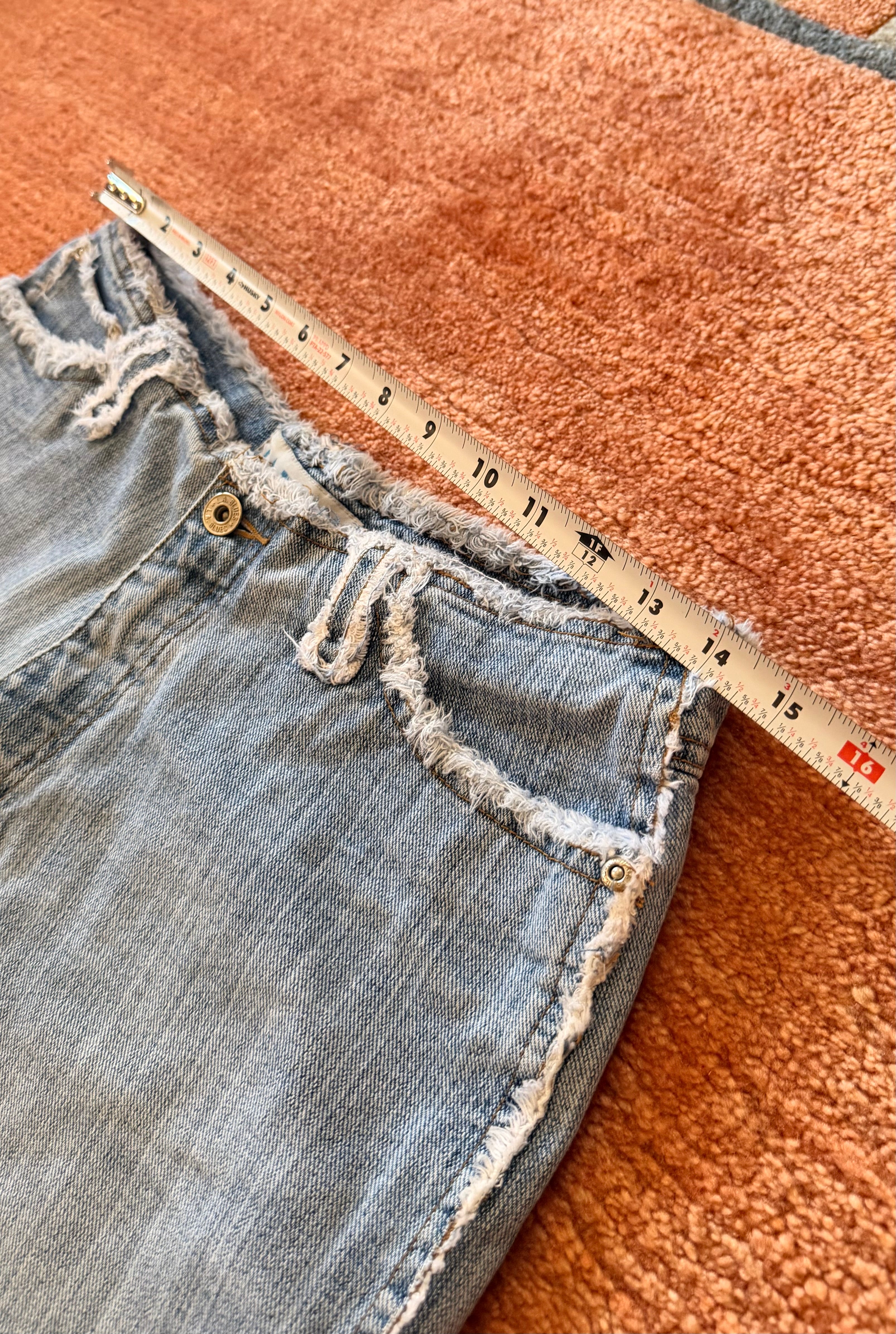 L.A. Blues Denim Shorts Size 10 Light Wash Thick Denim Raw Hem Vintage