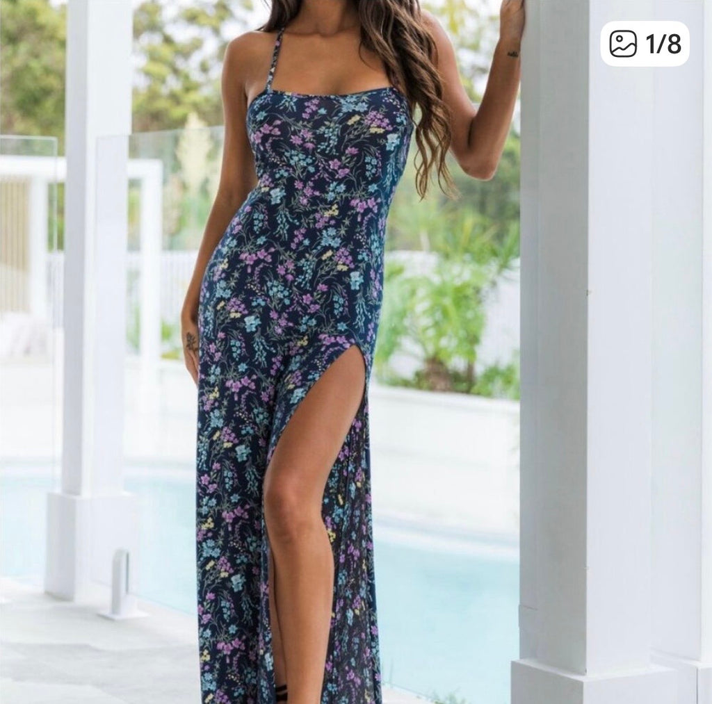 NWT Wicked Weasel Floral Maxi Dress High Slit Strappy Back Sexy
Resort L