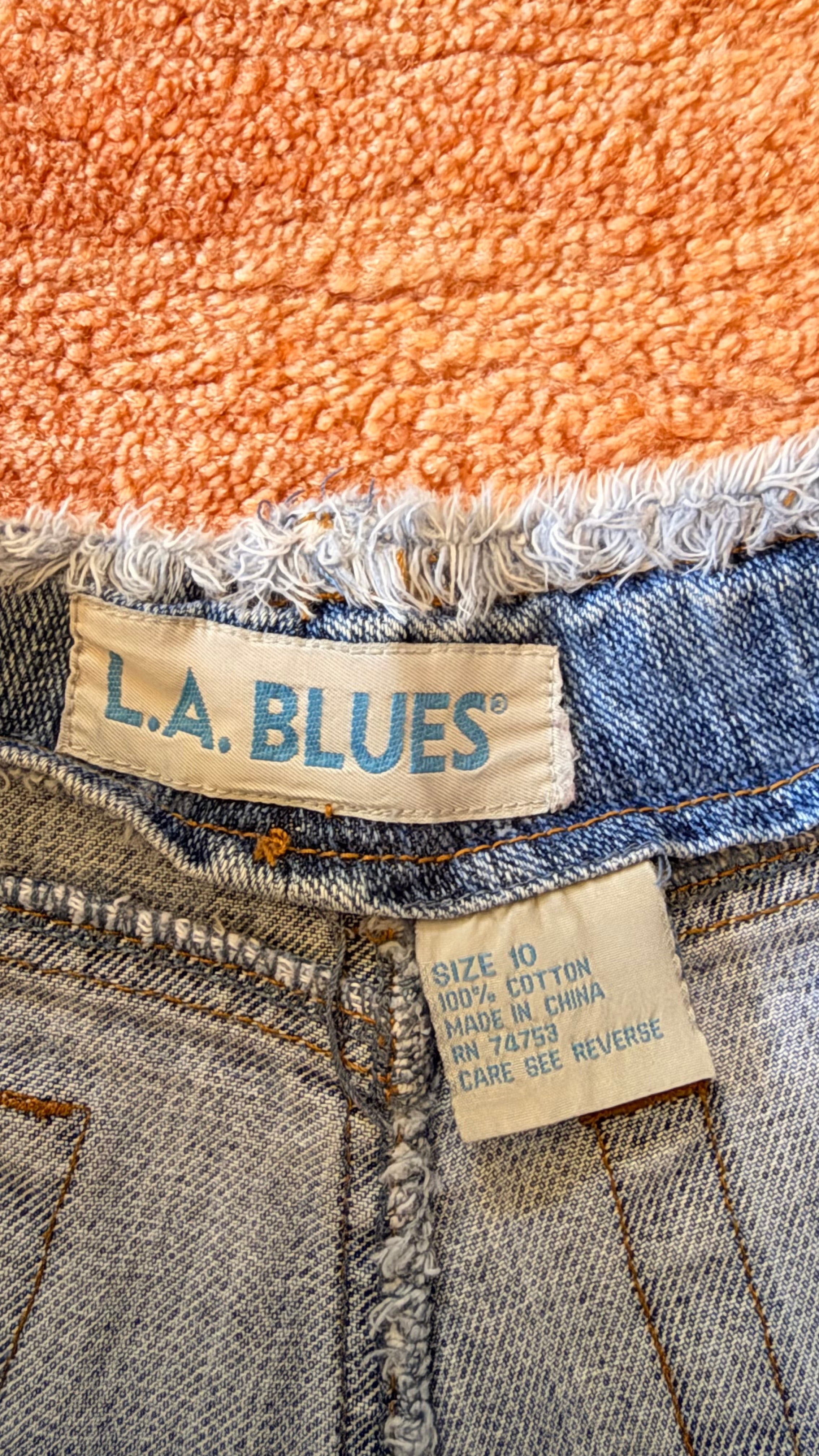 L.A. Blues Denim Shorts Size 10 Light Wash Thick Denim Raw Hem Vintage
