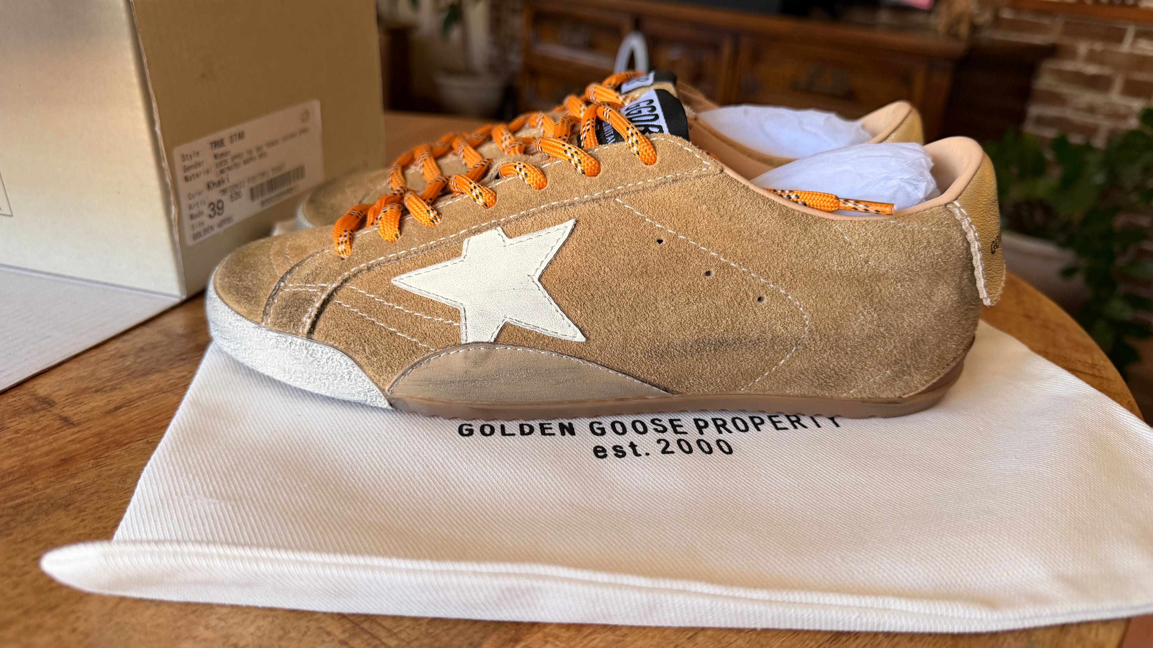 Golden Goose True-Star Sneakers EU 39 US Women 8.5 Suede Khaki Italy