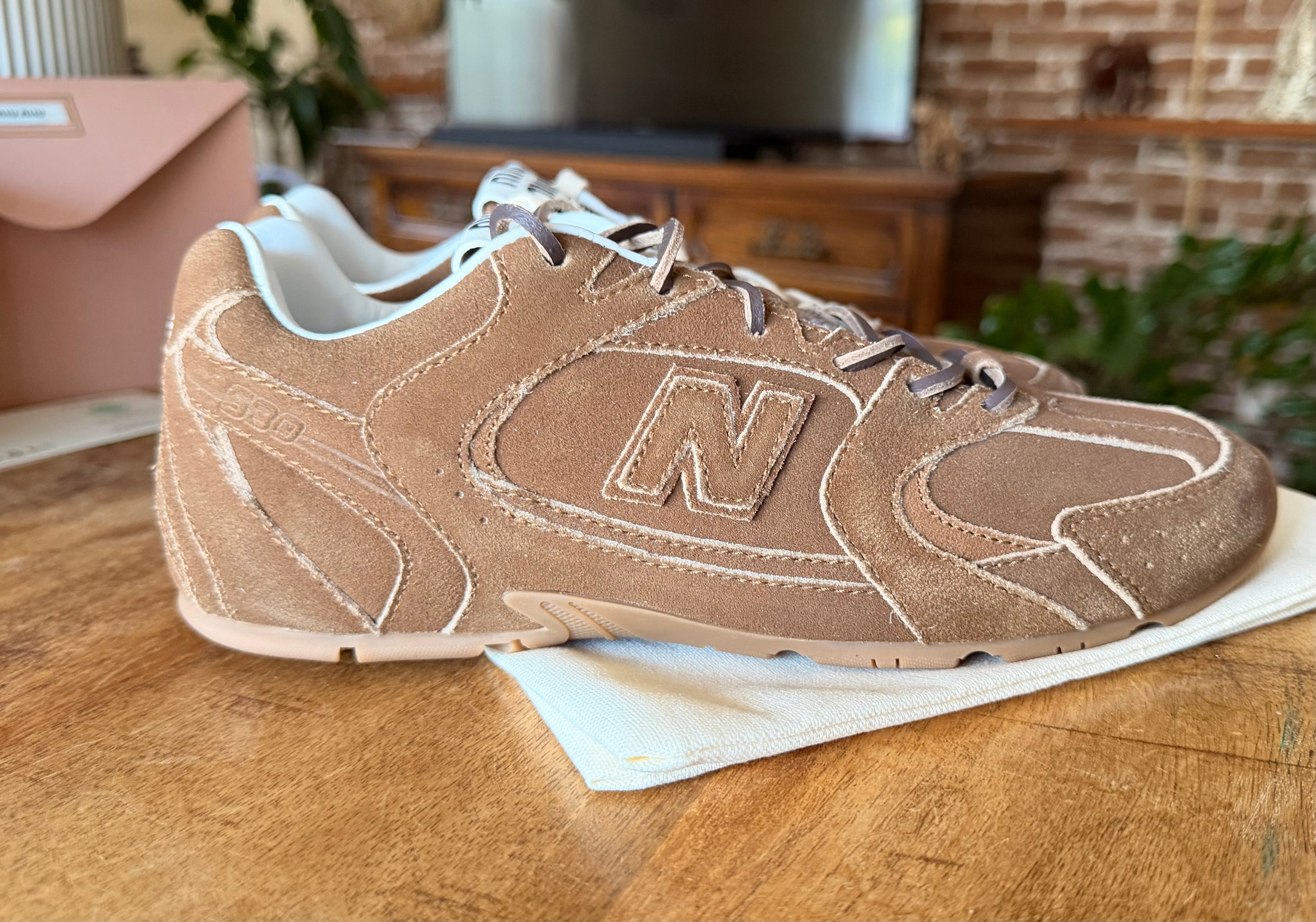 Miu Miu & New Balance Brown Suede Unisex Sneakers Sizes 38, 39