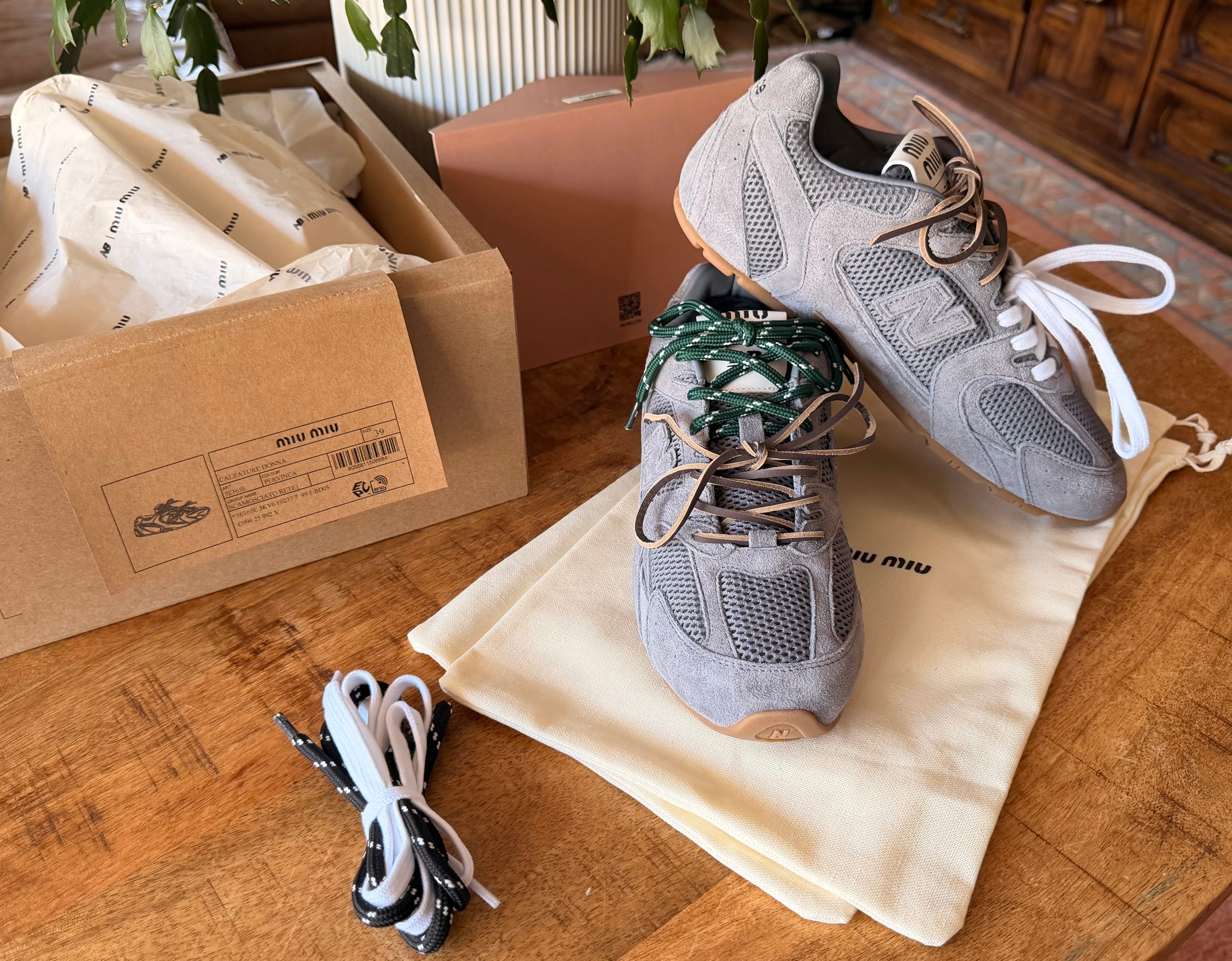 Miu Miu &New Balance Grey Suede Mesh Sneakers Size 39 Unisex