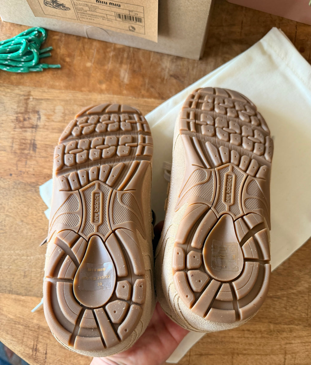 Miu Miu & New Balance Brown Suede Sneakers Fur Lined Premium Quality Sizes 39, 41