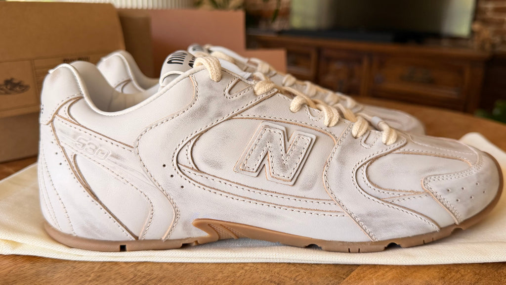 Miu Miu x New Balance 530 Unisex Sneakers EU 39 US White Age Leather US Women 8.5 / US Men 6.5