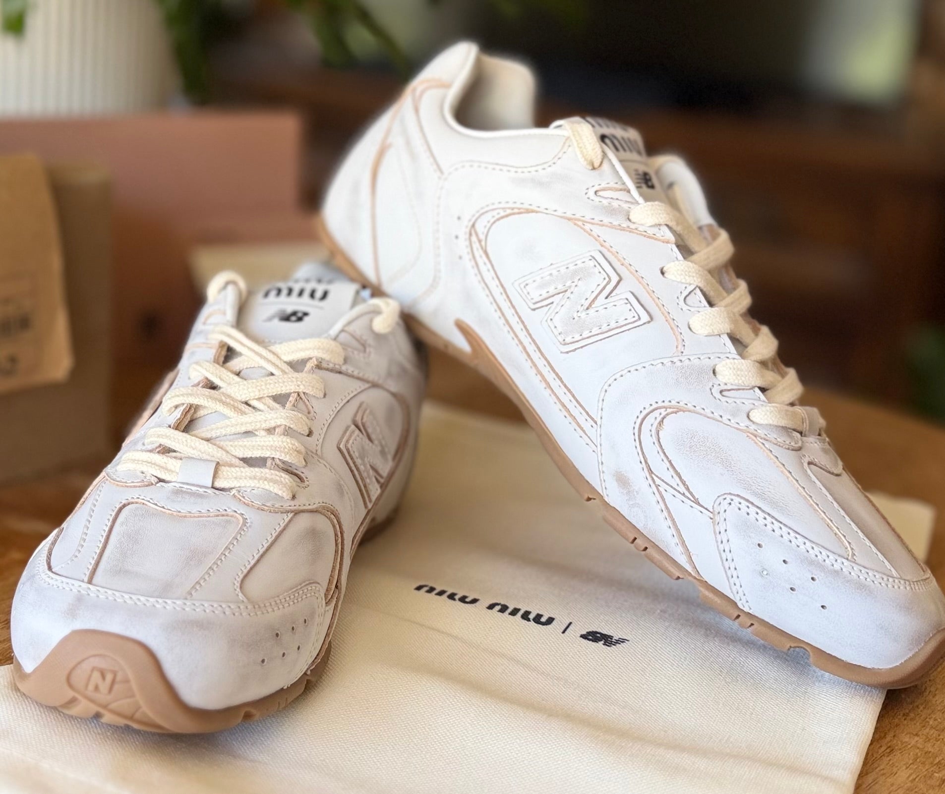 Miu Miu x New Balance 530 Unisex Sneakers EU 39 US White Age Leather US Women 8.5 / US Men 6.5