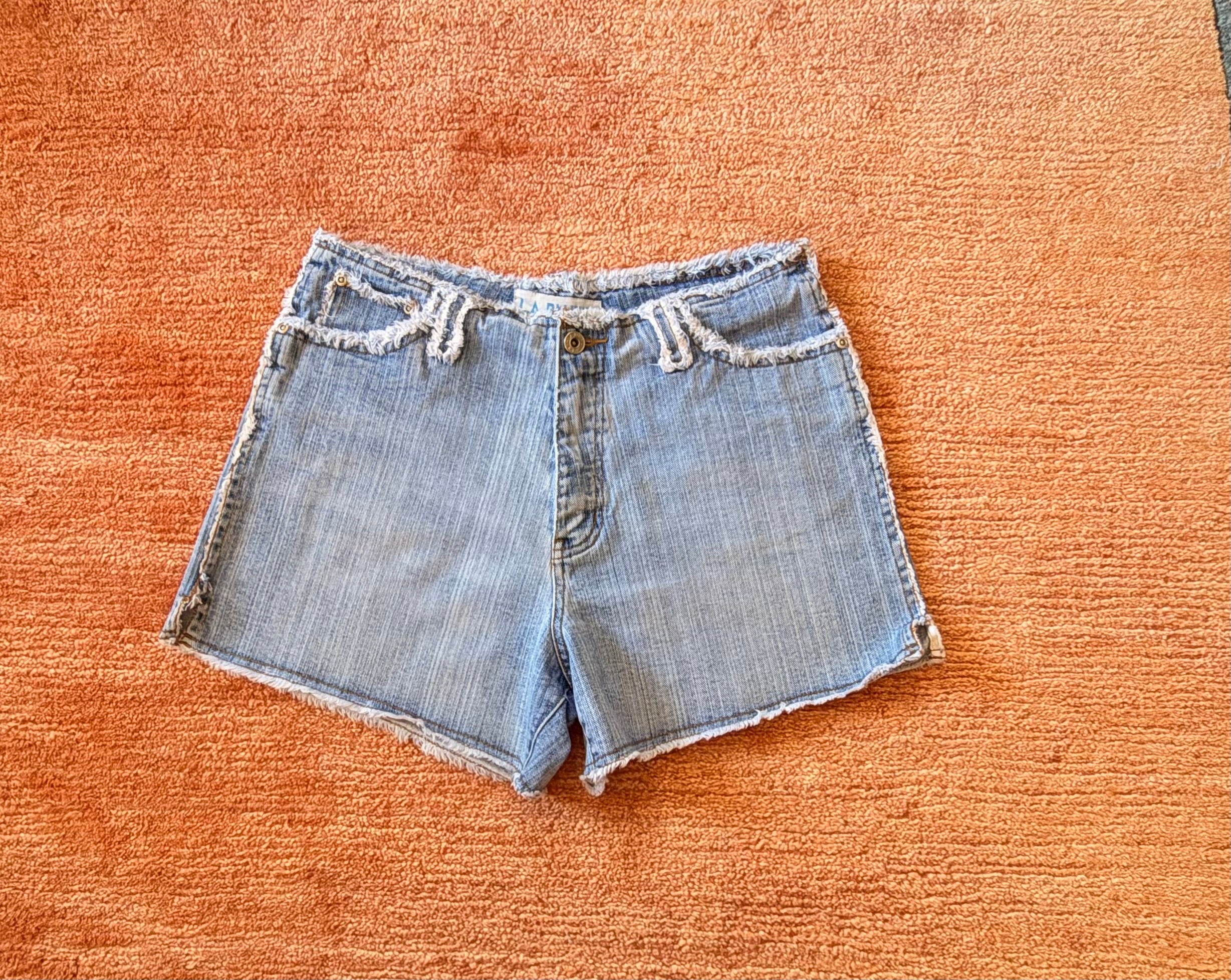 L.A. Blues Denim Shorts Size 10 Light Wash Thick Denim Raw Hem Vintage