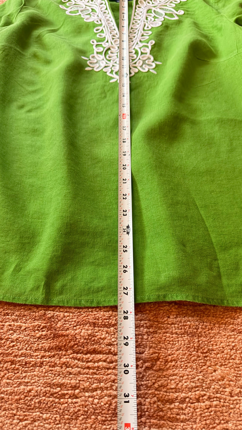 Jones New York Linen Tunic Top Green Embroidered Size 1X Boho