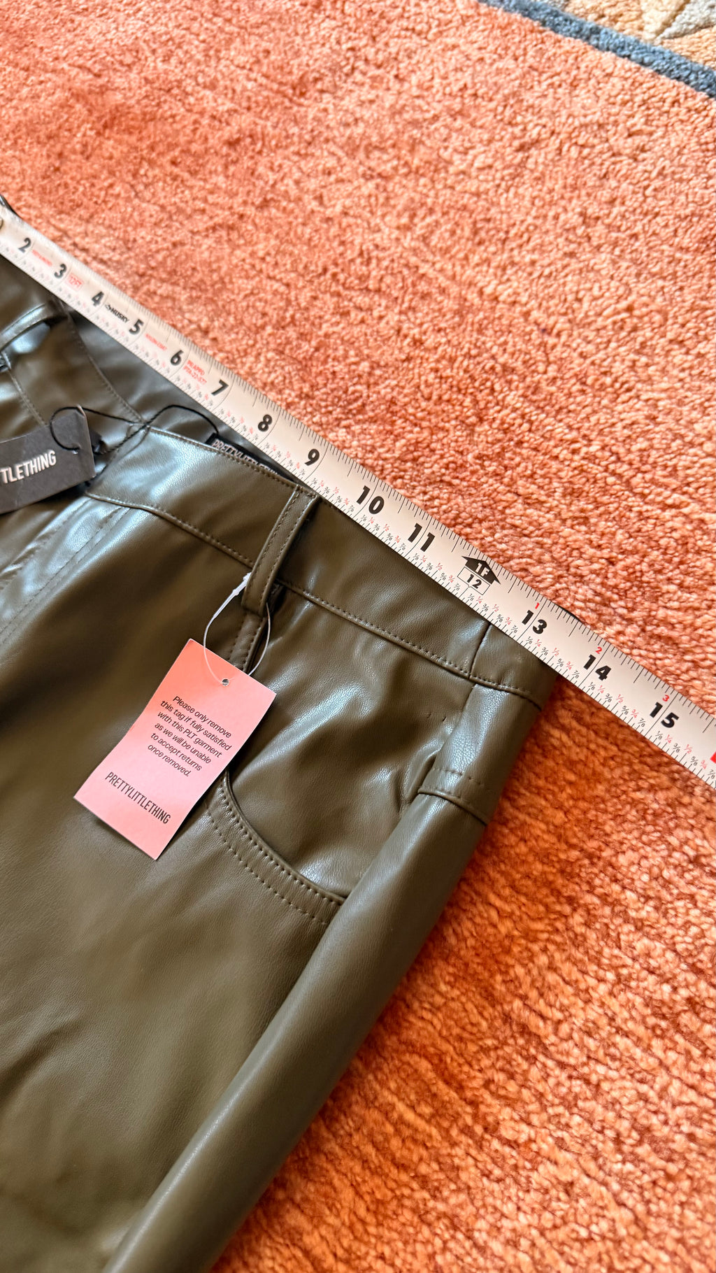 PrettyLittleThing Petite Faux Leather
Wide Leg Pants US 4