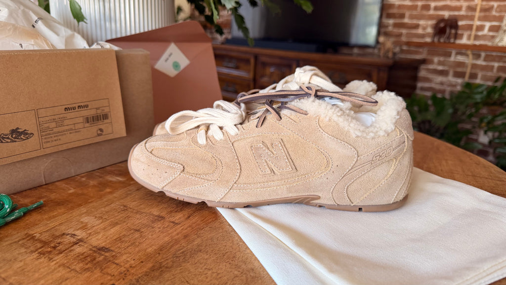Miu Miu & New Balance Brown Suede Sneakers Fur Lined Premium Quality Sizes 39, 41