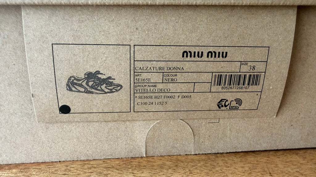 Miu Miu &New Balance Black Patent Genuine Leather Unisex Sneakers Size 38,40
