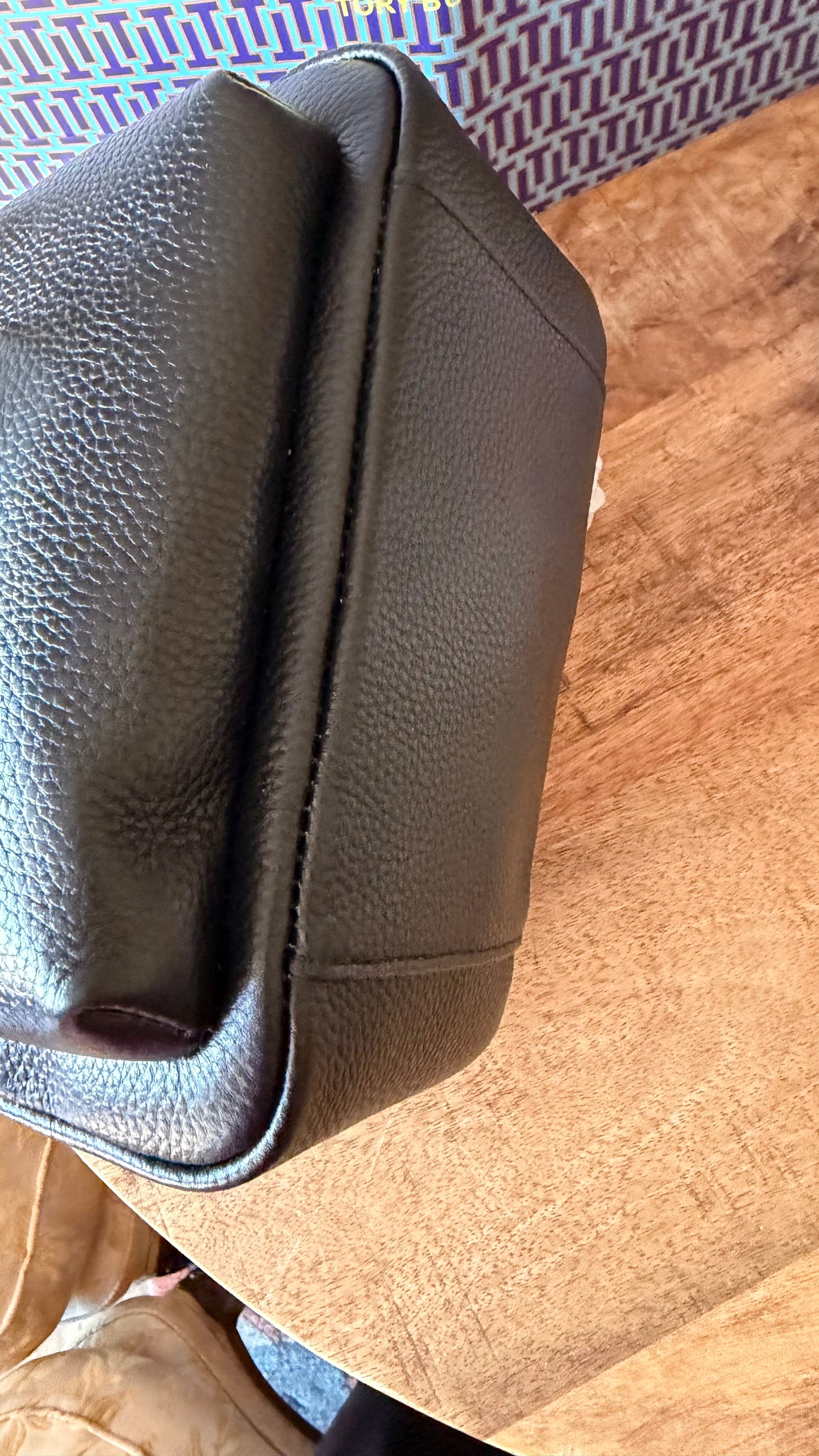 Tory Burch Black Pebbled Leather Mini Backpack Gold Hardware