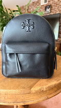 Tory Burch Black Pebbled Leather Mini Backpack Gold Hardware